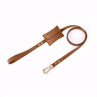 Colorful Leather Dog Leashes With Fecal Collection Bag